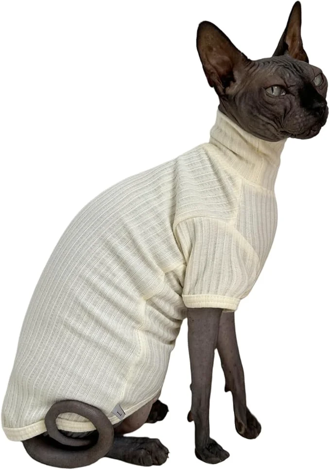 World-Class Sphynx Cats Shirt Cat Turtleneck Cotton Sweater Pullover Kitten T-Shirts Solid