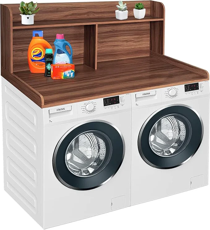 Breathable Royxen 2-Tier Washer Dryer Countertop 19.5 H Wood Washer and Dryer Topper with Shelf Laundry Countertop Over Washer and Dryer Universal Fit for Laundry Room Organization Walunt 54 WX27.5 D About ThisOverview Relaxed