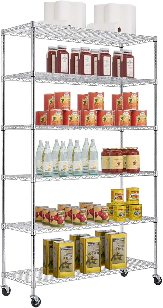 Responsible Office 6-Tier Wire Storage Shelves with Wheels 18x48x82 Chrome Adjustable Racks Heavy-Duty Metal Shelf Holds Upto 510 lbs No-Tool Assembly I for Home Garage ShelvingAbout ThisOverview Recyclable