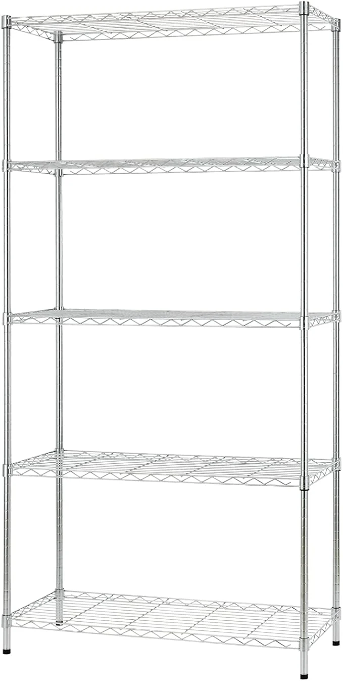 Recyclable FDW 14 D×36 W×72 H Wire Shelving Unit Metal Shelf with 5 Tier Adjustable Layer Rack Commercial Strong Steel for Restaurant Garage Pantry Kitchen，ChromeAbout ThisOverview Original Design
