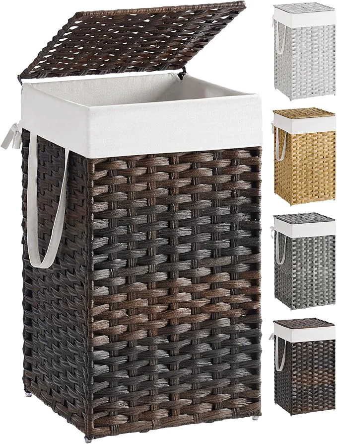 Powerful SONGMICS Laundry Hamper with Lid 17.2 Gallon 65 L Synthetic Rattan Clothes Laundry Basket with Lid and Handles Foldable Removable Liner Chestnut Brown ULCB165K01About ThisOverview Prestigious