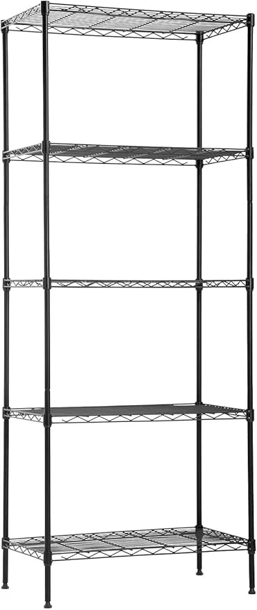 Premium FDW 14Dx24Wx60H Wire Rack 5 Shelf Storage Unit Wire Shelving Unit Metal Shelf Organizer Heavy Duty Certification Commercial Grade Rack Utility for Bathroom Office Kitchen Black About ThisOverview Refined