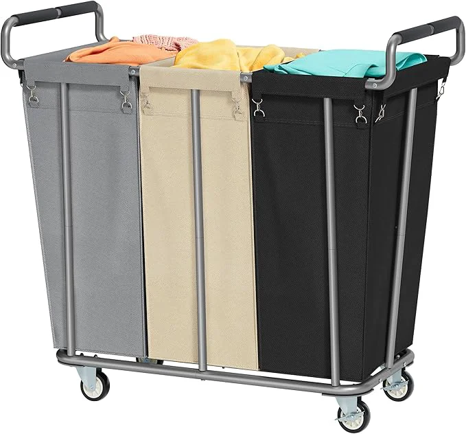 Durable Large laundry hamper with Wheels 360L 3 Bag Big Rolling Laundry Hamper Sorter Cart Extra Large Laundry Clothes Hamper Heavy Duty Laundry Basket Organizer for Laundry Room BathroomAbout ThisOverview Original