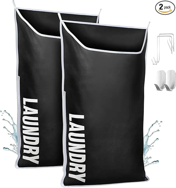 Natural Hanging Laundry Hamper Bag XL 40x22 Space Saving over the Door Storage Bags Behind the Door Hampers for Dirty Clothes Wall Mounted Basket for Bathroom Organizer for Small Room Spaces RVAbout ThisOverview Innovative