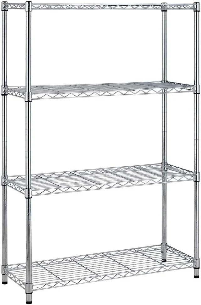 Durable Office 4-Tier Wire Storage Shelves 36x14x54 Chrome with Adjustable Racks Heavy-Duty Metal Shelf Holds Upto 1000 lbs No-Tool Assembly I for Home Garage ShelvingAbout ThisOverview High-End