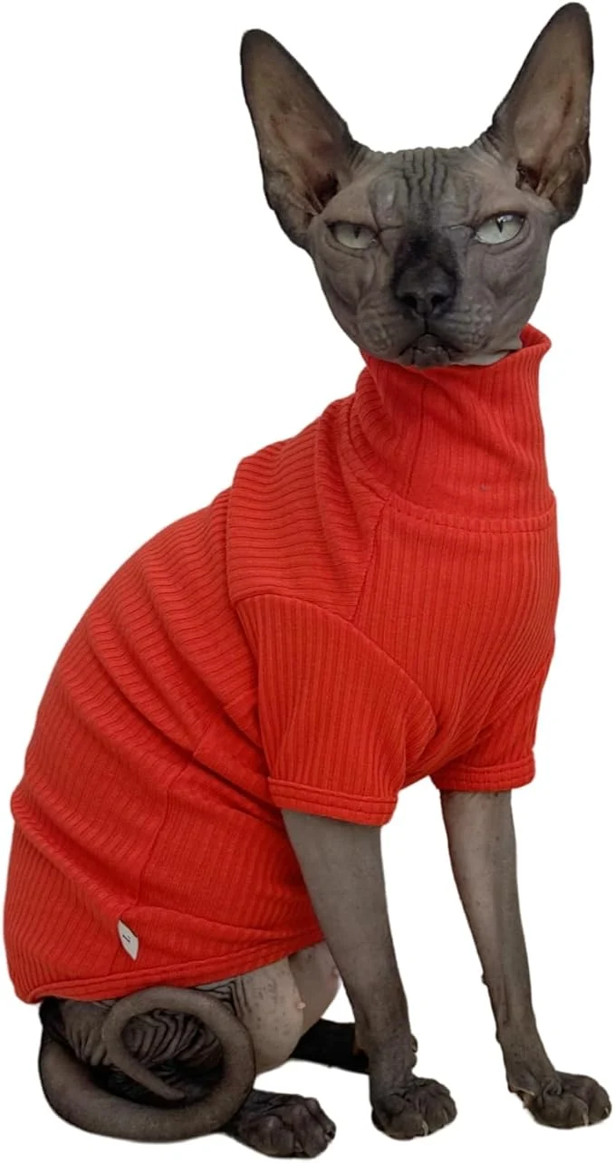 World-Class Sphynx Cats Shirt Cat Turtleneck Cotton Sweater Pullover Kitten T-Shirts Certified