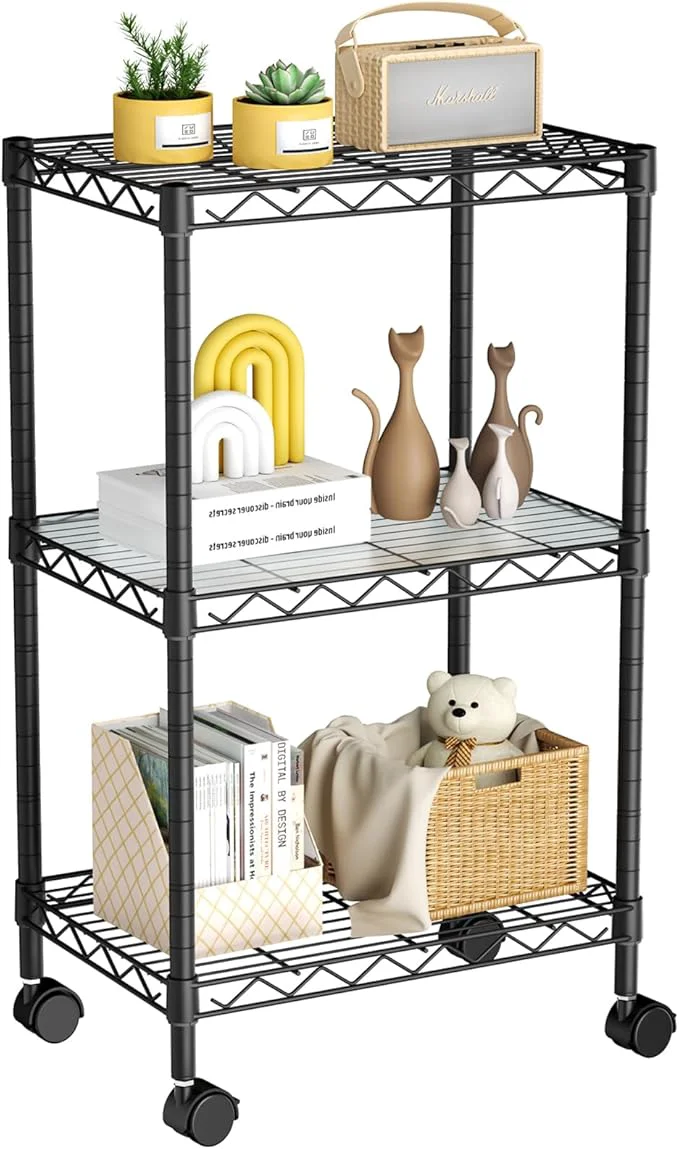 Expertly Made Small 3 Tier Shelves Storage Wire Shelving Unit Metal Shelf Adjustable Organizers Storage Shelving with Wheels for Bathroom Laundry Room Kitchen Pantry12 D x 18 W x 30.7 H BlackAbout ThisOverview High-Grade