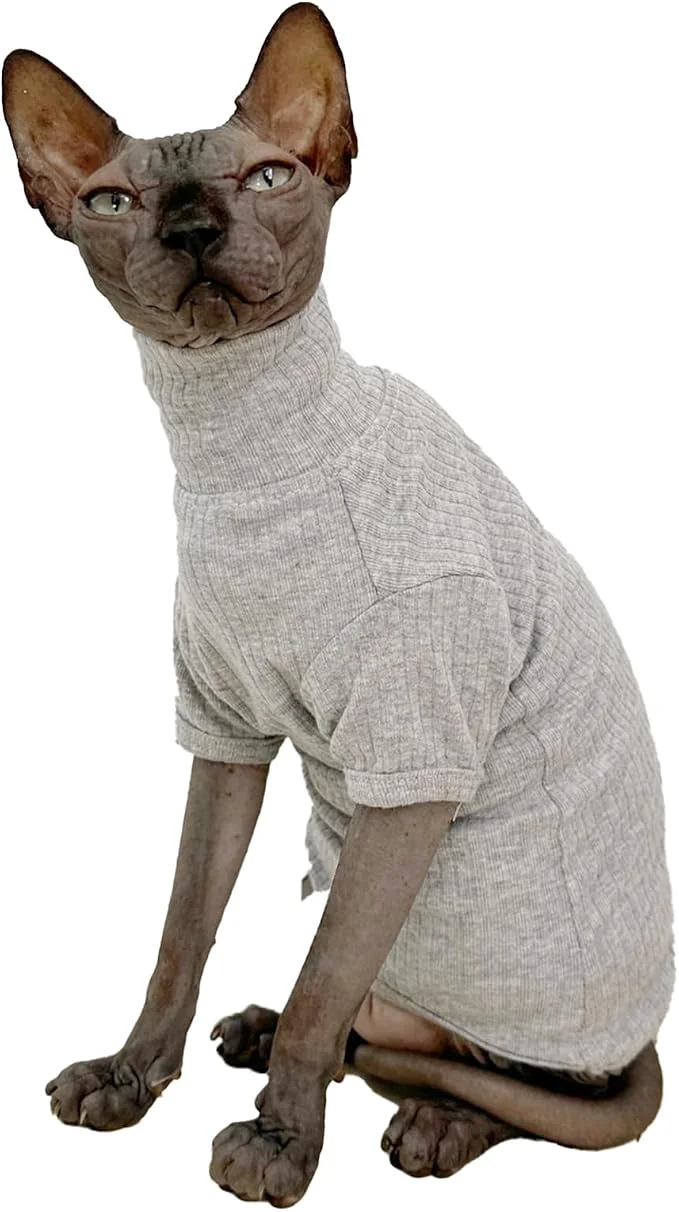 Excellent Sphynx Hairless Cats Shirt Cotton Cat Turtleneck Sweater Pullover Kitten Healthy