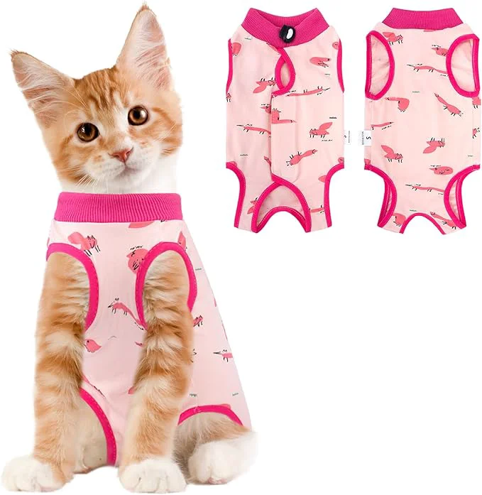 Optimized Cat Recovery Suit Female Breathable Cat Onesie After Surgery Female Effective