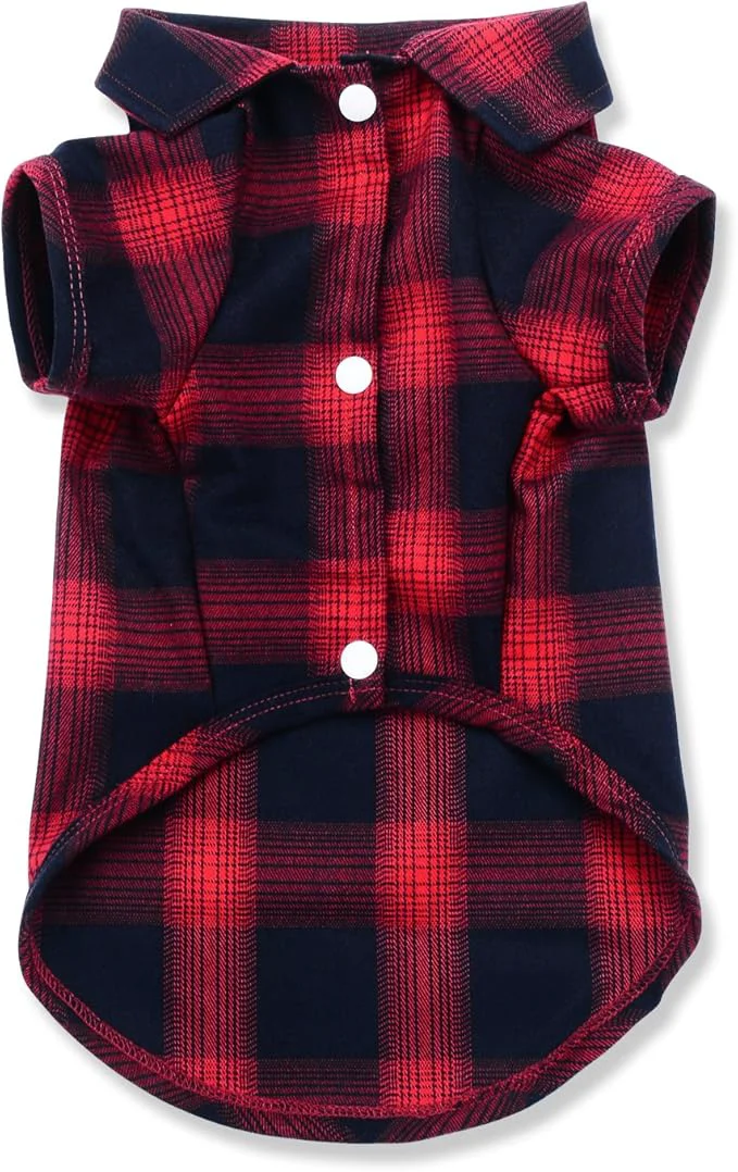 High-Grade Koneseve Dog Plaid Shirt Pet Clothes T-Shirt Sweater Matching Breathable Fast