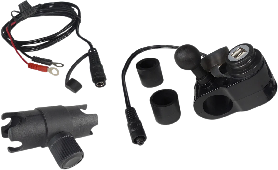 Exclusive GEARS CANADA Dual USB Charger - 1 Ball Mount - Black 100366-1 Elite