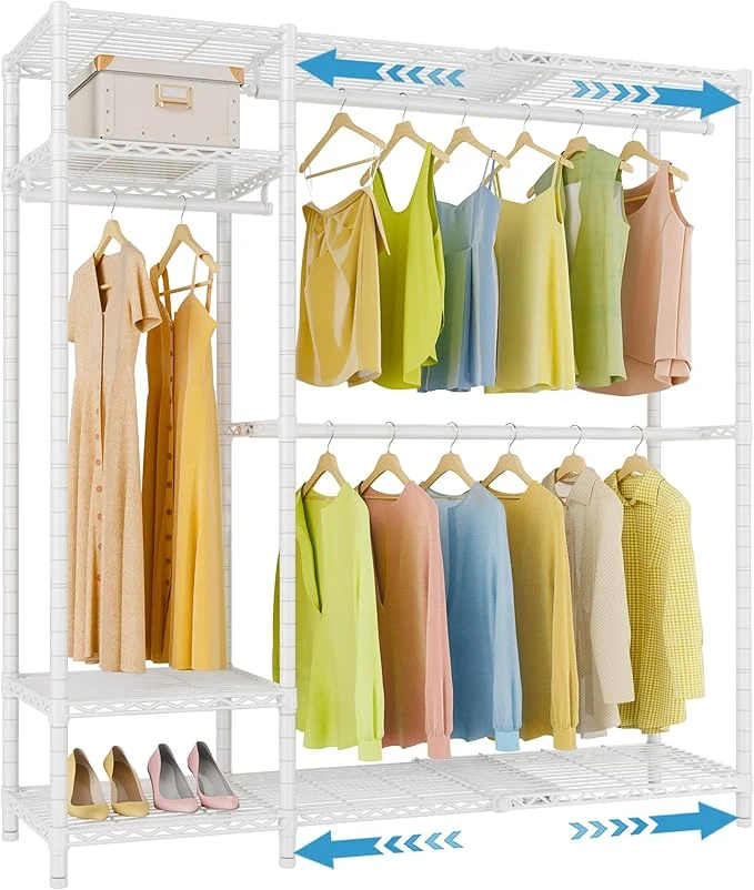 Sophisticated VIPEK X20 Expandable Metal Clothing Rack Adjustable from 3'3 to 4'8 Heavy Duty Garment Racks with Adjustable Shelves and Hanger Rods Portable Wardrobe Open Closet Rack System WhiteAbout ThisOverview Enhanced