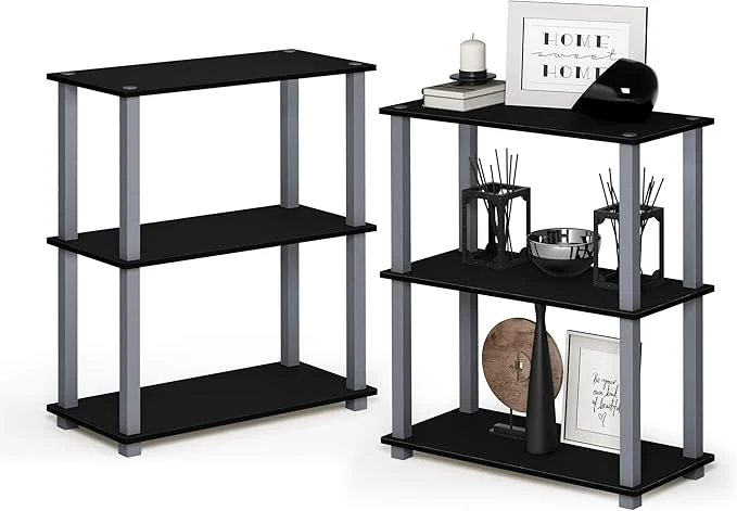 Powerful Furinno TURN-S-TUBE Storage Shelves Set of 2 3-Tier Book Shelf Corner Shelf Toolless Open Shelves Square Tubes for Organization and Storage Living Room Garage Home Office BlackAbout ThisOverview Artisan