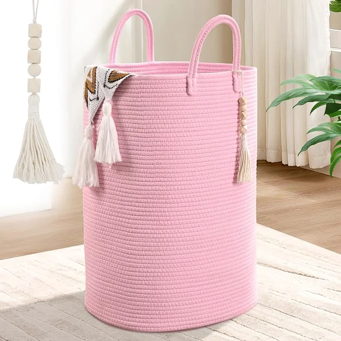 First-Class Woven Laundry Basket for Clothes 65L Large Rectangle Laundry Hampers Nursery Storage Basket for Toys Tall Dirty Clothes Hamper for Bedroom Aesthetic Bathroom Laundry RoomAbout ThisOverview Easy-to-Use