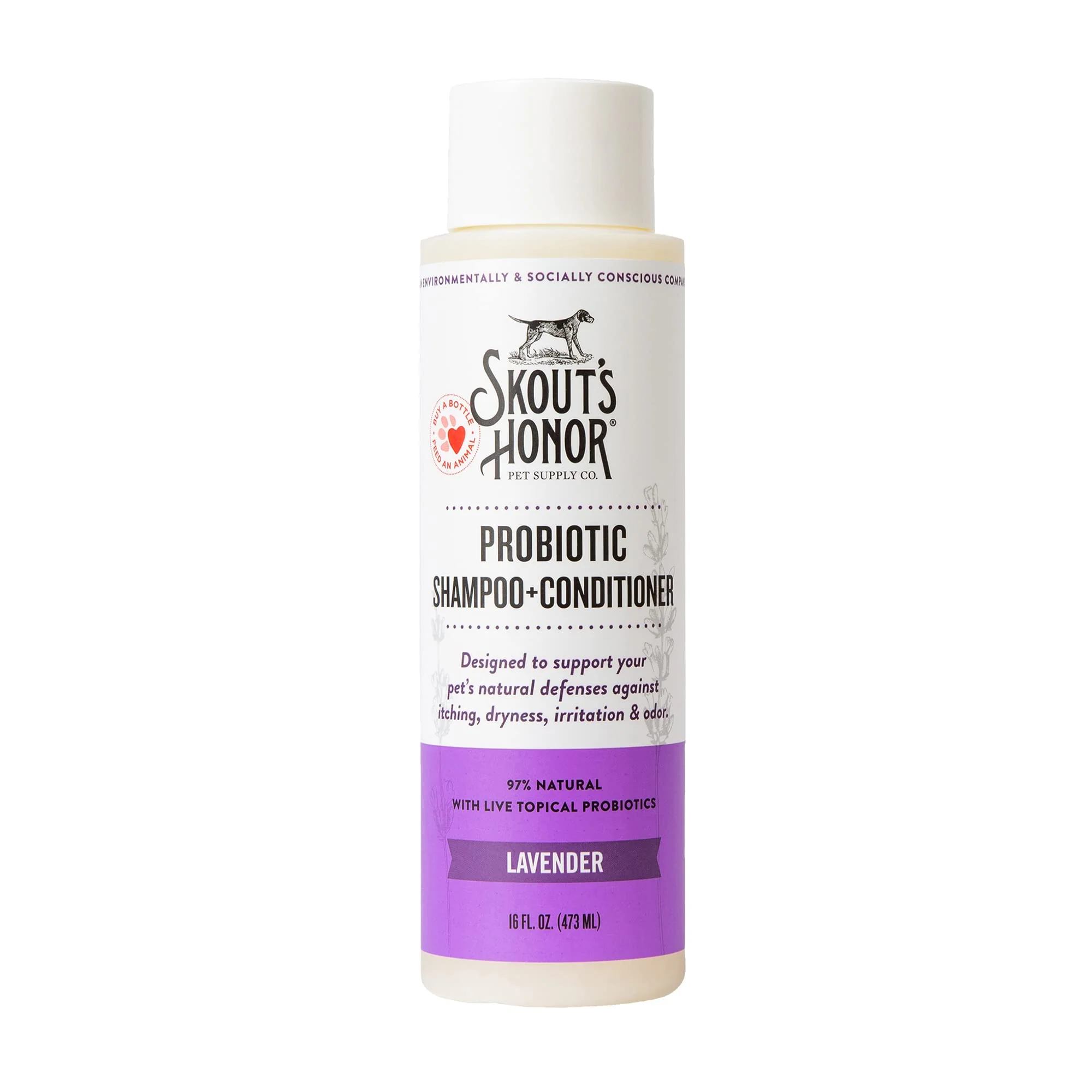 Consistent Skout's Honor Probiotic Dog Shampoo Conditioner – Lavender Avocado Oil Omega-3s 97 Natural 16oz Premium