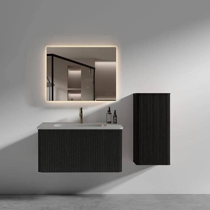 World-Class Wall Mounted Floating Bathroom Vanity with Sink Large Storage Modern Design One-Piece Sink Basin Minimalist Cabinet Built-in Overflow for Contemporary BathroomsAbout ThisOverview