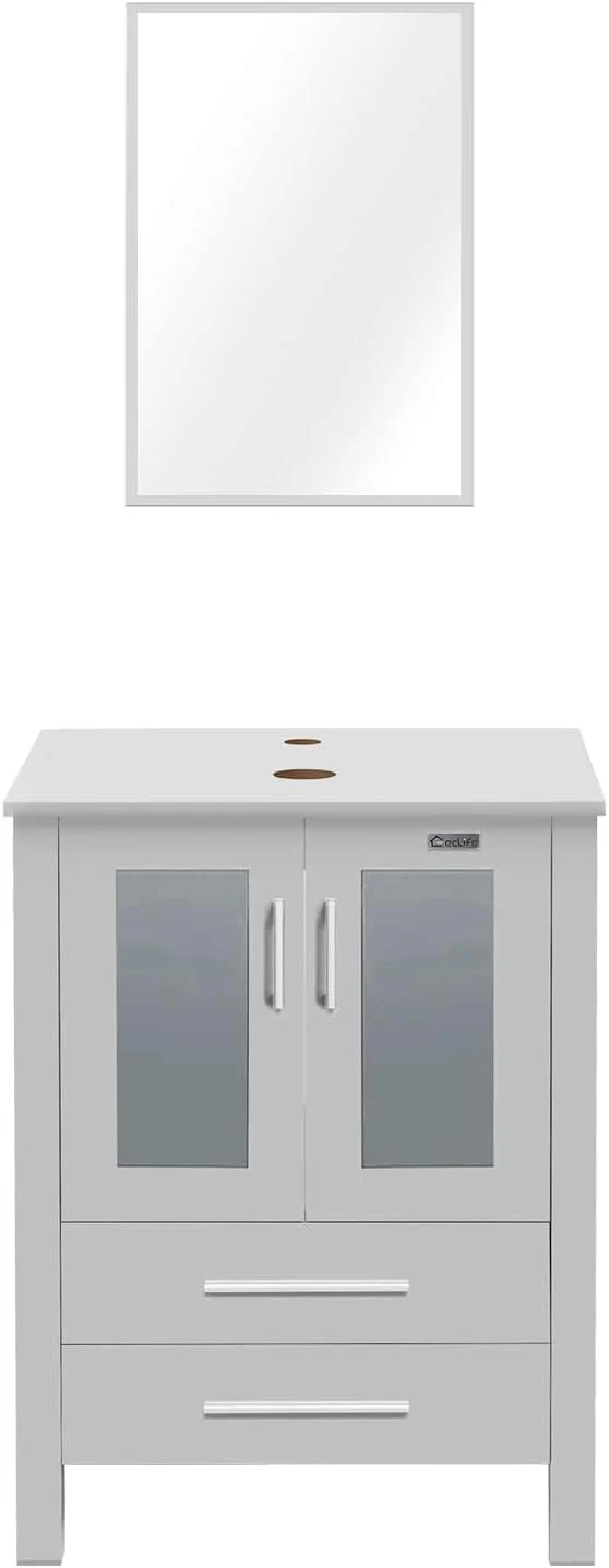 Reliable eclife 24 Modern Bathroom Vanity Sink Combo standing Cabinet with Soft Closing Door Without Vessel Sink Faucet Drain Gray Vanity Only About ThisOverview Classic