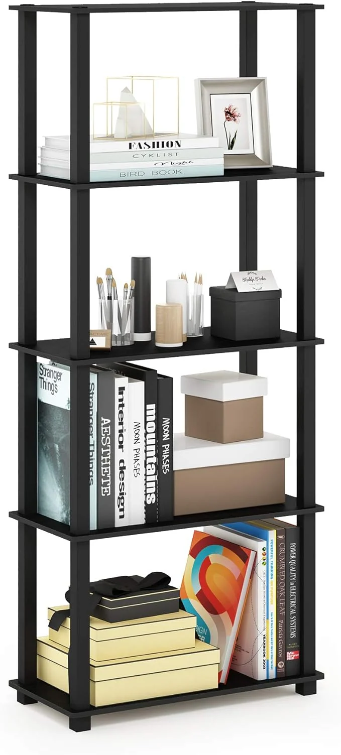 Superior Furinno Turn-N-Tube 5-Tier Multipurpose Shelf Display Rack Storage Shelf Bookshelf Square Tubes Americano BlackAbout ThisOverview Stylish