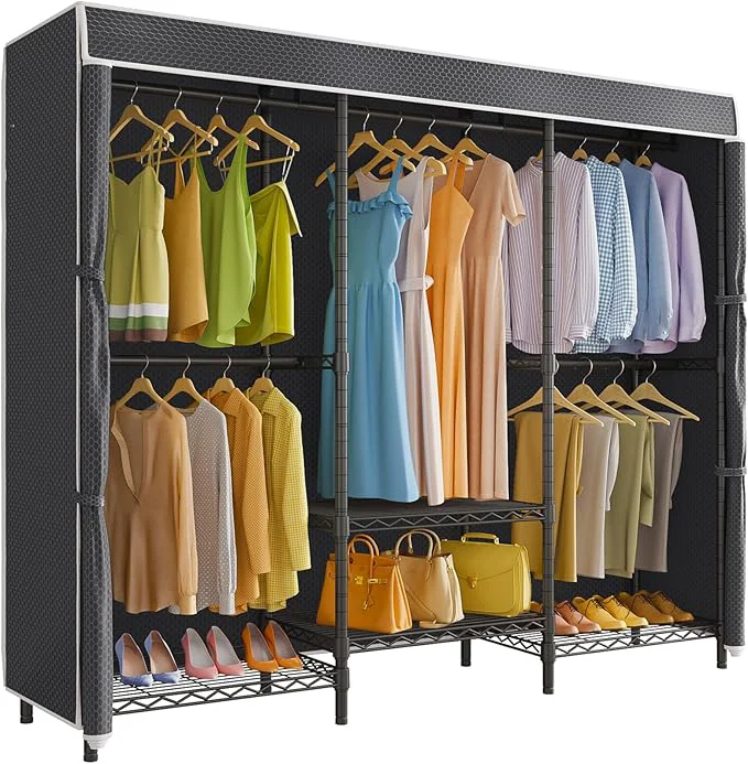 Enhanced VIPEK V5C SE Covered Clothes Rack Heavy Duty Garment Rack with Cover and Adjustable Shelves standing Portable Closet Wardrobe Closet Racks Black Clothing Rack with Black Upgarded Polyester CoverAbout ThisOverview Environmentally Friendly
