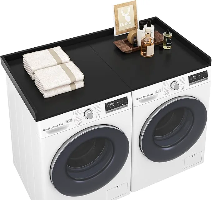 Consistent Washer Dryer Countertop 27.5 x 54 Wood Topper for Laundry Room Organization，Laundry Countertop over Washer and Dryer With Edge Rails Non-Slip Mat Easy to AssembleAbout ThisOverview Relaxed