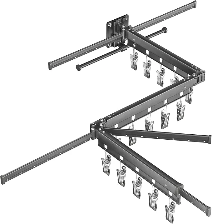 Flexible Clothes Drying Rack 2025 New Upgraded Laundry Drying Rack Sturdy Clothes Drying Rack Wall Mounted with Additional 4 Branches and 20 Clips Collapsible Retractable I for Patio LaundryAbout ThisOverview Breathable
