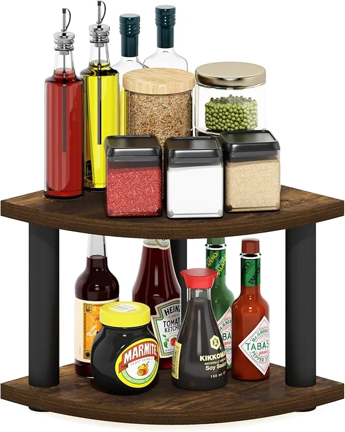 Organic Furinno Turn-N-Tube Kitchen Countertop Organizer 2-Tier Corner Countertop Organizer Shelf Corner Shelf for Kitchen Pantry Organizers and Storage Amber PineAbout ThisOverview Expertly Made