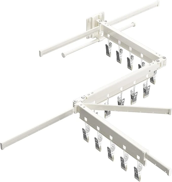 Modern Clothes Drying Rack 2025 New Upgraded Laundry Drying Rack Sturdy Wall Mounted Clothes Rack with Additional 4 Branches and 20 Clips Collapsible Retractable I for Patio Laundry BathroomAbout ThisOverview Functional