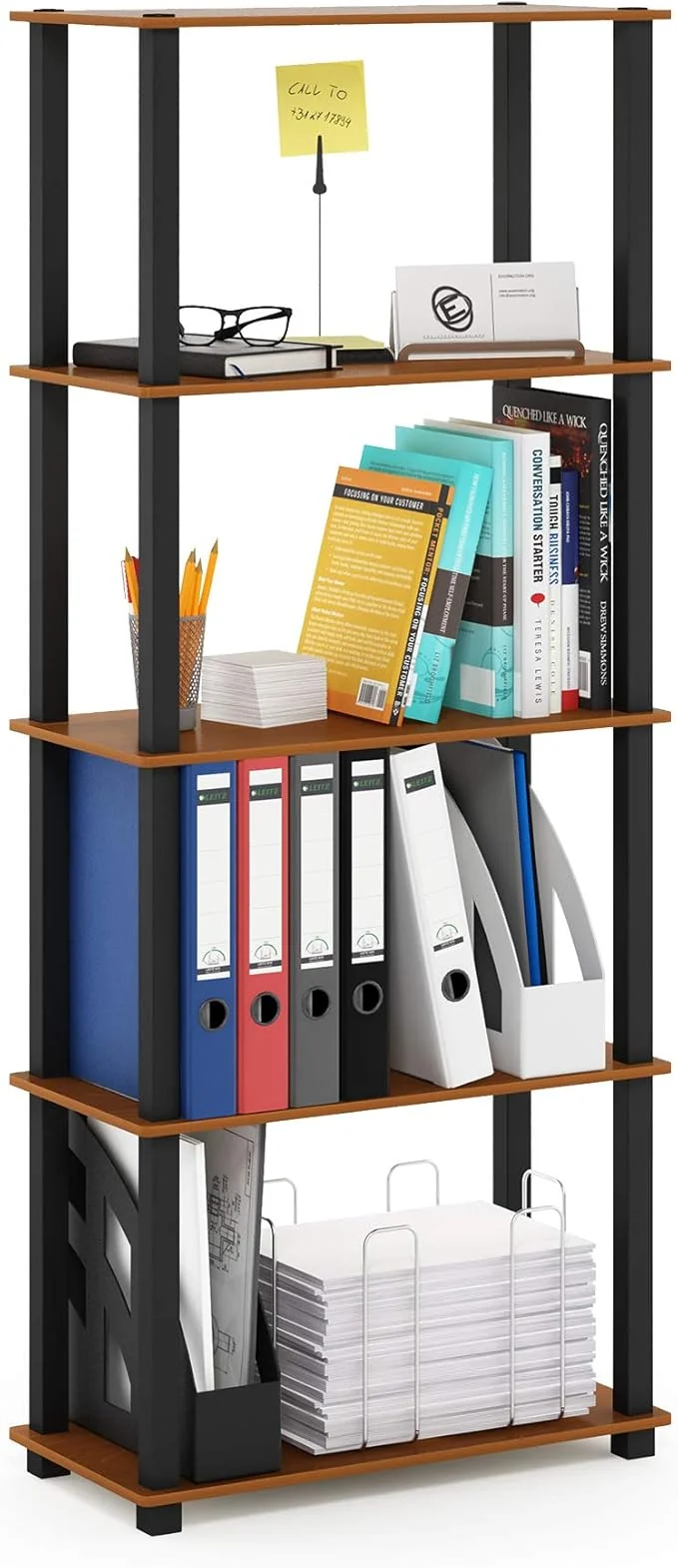 Reliable Furinno Turn-N-Tube 5-Tier Multipurpose Shelf Display Rack Storage Shelf Bookshelf Square Tubes Light Cherry BlackAbout ThisOverview Powerful