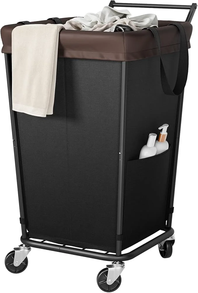 Detailed 160L Laundry Hamper with Wheels and Handle 2-Section Rolling Hamper for Laundry Large Laundry Basket with Wheels Rolling Laundry Basket Clothes Hamper for Home Bathroom and Dorm Black About ThisOverview Certified