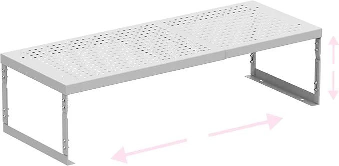 Artisan Stackable Expandable Metal Shelf Organizer - Adjustable Wire Storage Rack with Holes for Kitchen Bathroom Cabinet Office - Space Saving Durable Sturdy Design（1PACK Medium WhiteAbout ThisOverview Classic