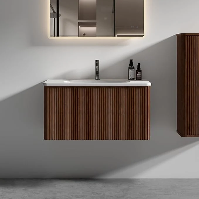 Sophisticated Bathroom Vanity with Sink Large Storage Wall Mounted Floating Bathroom Vanity with Overflow for Modern Bathroom One-Piece Sink Basin Minimalist Bathroom Sink Cabinet KDAbout ThisOverview Enhanced