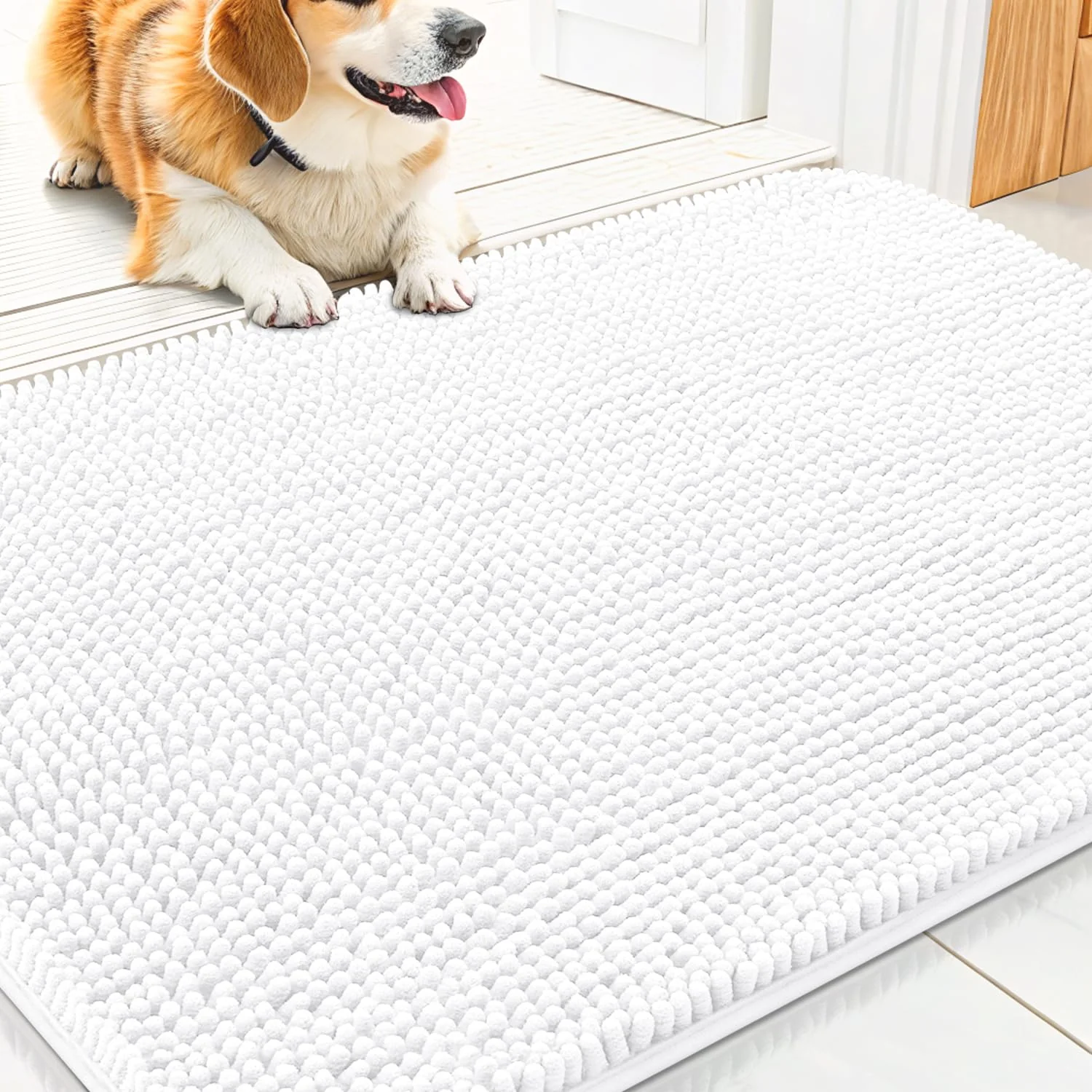 Long-Lasting Smiry Dog Door Mat 30x20 — Absorbs Moisture Dirt Non-Slip Washable First-Class