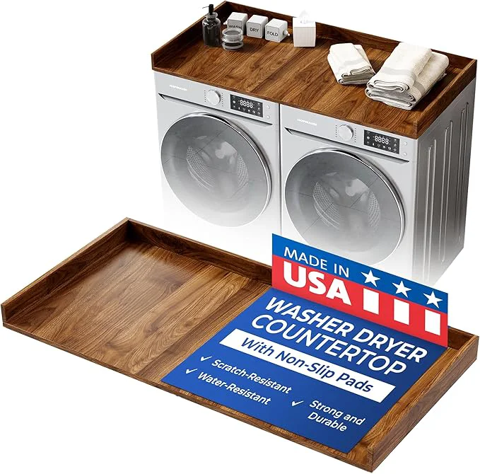 Flexible OfficeSimpli Large Washer Dryer Countertop 30 x 58 - Made in USA - Laundry Countertop Over Washer and Dryer Laundry Room Countertop Organization Solution with Non-Slip Pads California WalnutAbout ThisOverview Carefully Designed