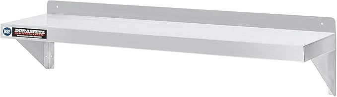 Powerful DuraSteel Stainless Steel Shelf - 48 Inch Wide x 14 Deep Commercial NSF Mounted Metal Wall Shelf Pantry Organizer Garage Storage Shelves - Rack Shelving Restaurant Kitchen Units Laundry Utility RoomAbout ThisOverview Certified