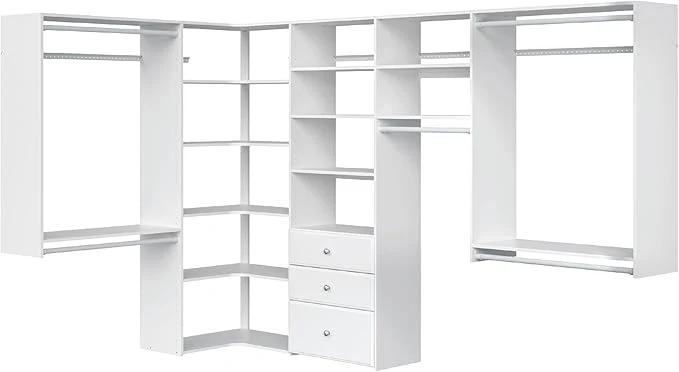 Elegant Easy Track PH43-WH Corner Wood Kit Closet Organizer in White with White-Vinyl HardwareAbout ThisOverview Casual