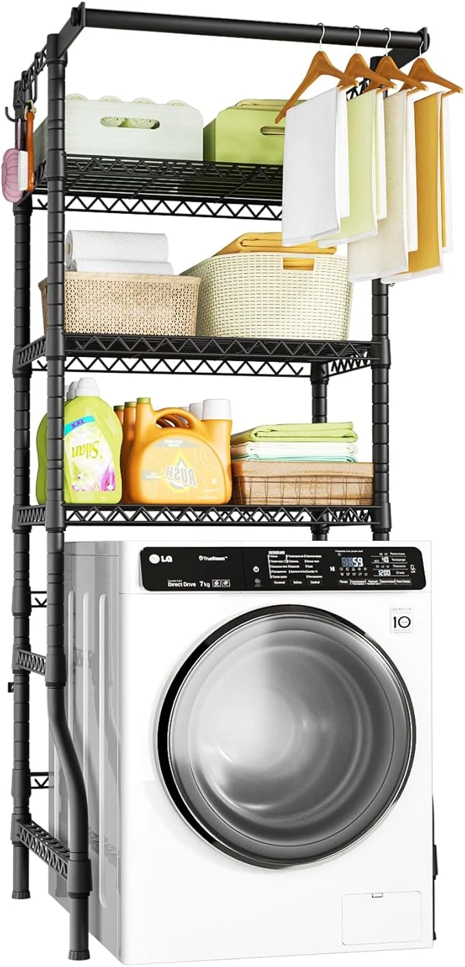 Top-Quality Ulif U11 Mini Over Washer and Dryer Shelves 3 Tiers Laundry Room Storage and Organizer Standing Shelf Metal standing Clothes Drying Rack 28.3 W x 19.7 D x 77.6 H BlackAbout ThisOverview Trusted