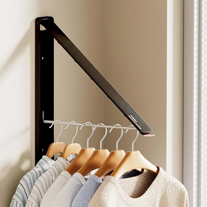 Flexible Clothes Drying Rack Laundry Room Wall Mounted Retractable Clothes Hanger Drying Rack Laundry Clothing Drying Rack Folding Indoor or Outdoor Easy Installation Aluminium Dryer 1pcs Black About ThisOverview Crafted