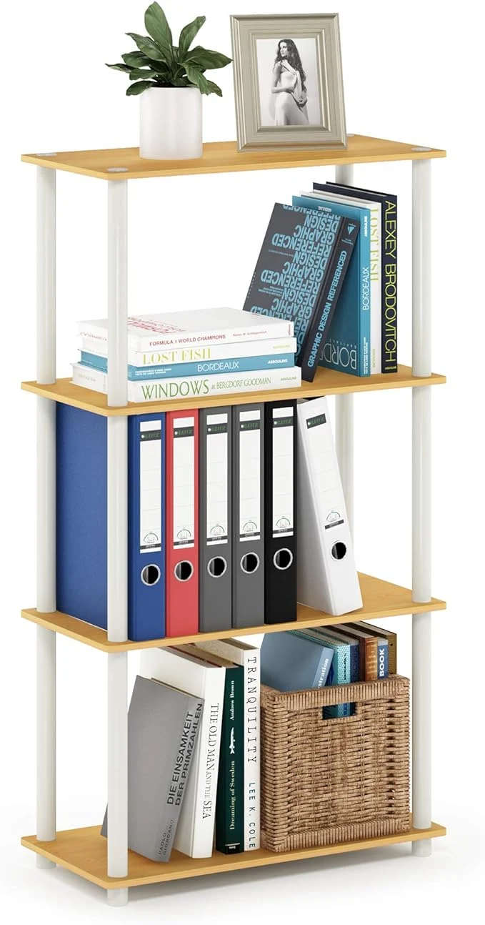 Advanced Furinno 99557BE WH Turn-N-Tube 4-Tier Multipurpose Shelf Display Rack - Beech WhiteAbout ThisOverview Convenient