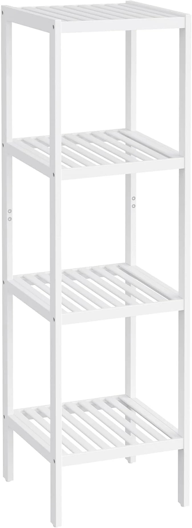 Fine SONGMICS Bamboo Storage Shelf 4-Tier Shelving Unit Multifunctional in The Entryway Bathroom Living Room Balcony Kitchen 13 x 13 x 38.6 Inches Cloud White UBCB054W01About ThisOverview Elite