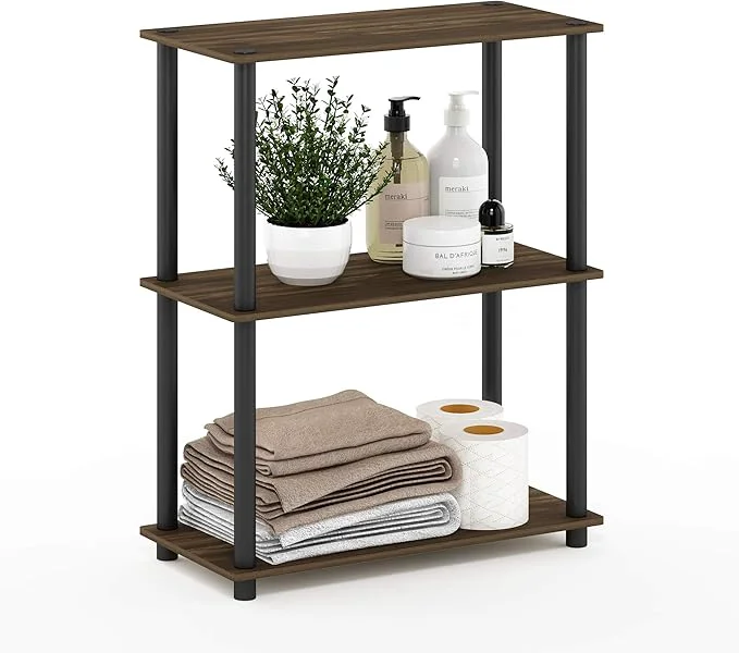 Smart Furinno TURN-N-TUBE Storage Shelves 3-Tier Book Shelf Corner Shelf Toolless Open Shelves for Organization and Storage Living Room Garage Home Office Columbia WalnutAbout ThisOverview Classic