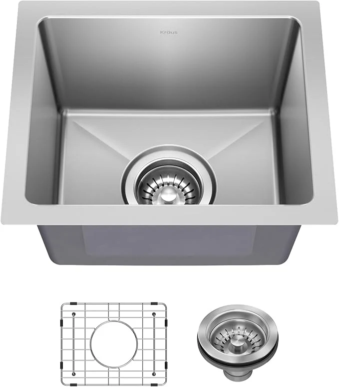 Exclusive KRAUS Fairlane 15-inch Undermount Single Bowl 18-Gauge Stainless Steel Kitchen Bar Sink KHU631-15About ThisOverview Lightweight