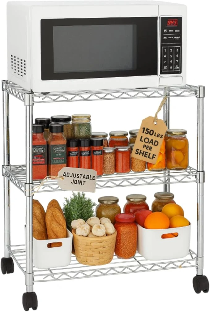 Secure 3 Tier Wire Shelving Unit Storage Rack Metal Heavy Duty Utility Organizers Organization Units for Metal Shelves Pantry Garage Laundry Racks Durable Shelf Stand 14 W x 24 L x 30 H ChromeAbout ThisOverview Contemporary