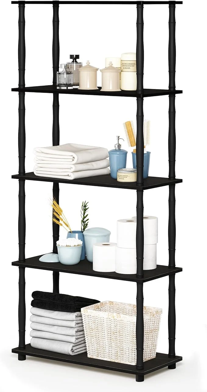 Certified Furinno Turn-N-Tube 5-Tier Multipurpose Shelf Display Rack Storage Shelf Bookshelf Classic Tubes Espresso BlackAbout ThisOverview Genuine