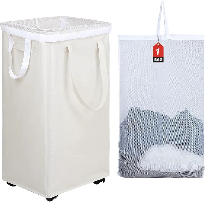 Trusted DOKEHOM 90L X-Large Laundry Basket with Removable Wash Bag on Wheels Collapsible Rolling Laundry Hamper Foldable Clothes Organizer Folding Washing Bin Beige About ThisOverview Crafted