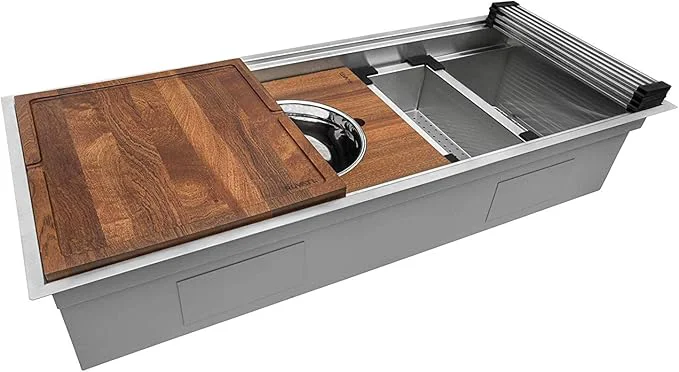Responsible Ruvati 57-inch Undermount Workstation Kitchen Sink – 16 Gauge Stainless Steel Single Bowl with Ledges Accessories – RVH8555About ThisOverview Practical