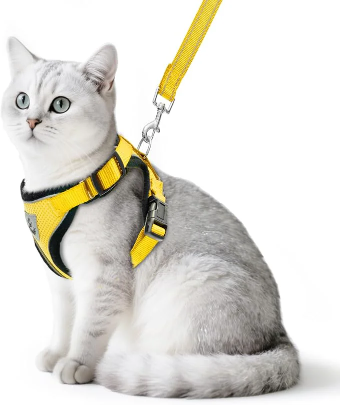 Comfortable PUPTECK Cat Harness and Leash Set Escape Proof Reflective Cat Walking Harness Pure