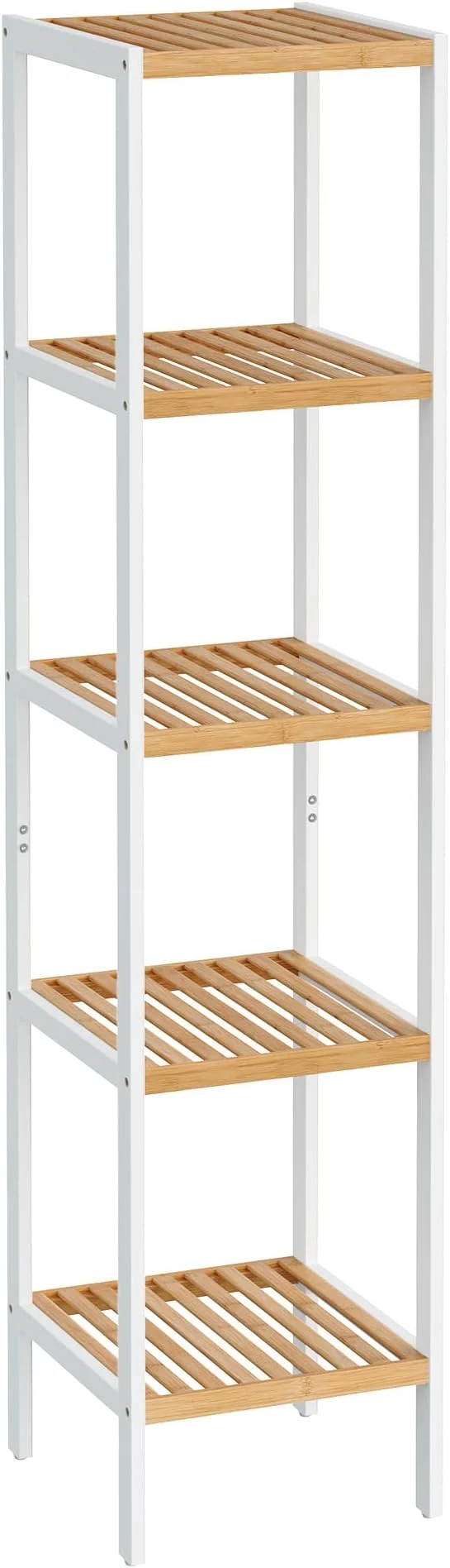 Prestigious SONGMICS Bamboo Storage Shelf 5-Tier Shelving Unit Multifunctional in The Entryway Bathroom Living Room Balcony Kitchen 13 x 13 x 57.5 Inches Cloud White and Light Bamboo UBCB055N01About ThisOverview Proven
