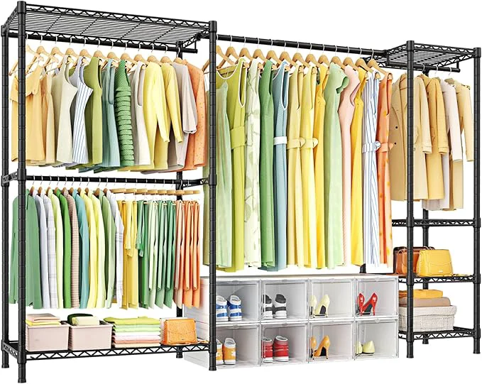 World-Class Ulif E10 Clothes Rack（With Stretchable Hanger Rod）standing Clothing Racks for Hanging Clothes，Adjustable Closet Organizer System，Portable Garment Rack 73-97 W x 15 D x 72 H，Max Load 800LBS，BlackAbout ThisOverview Pure