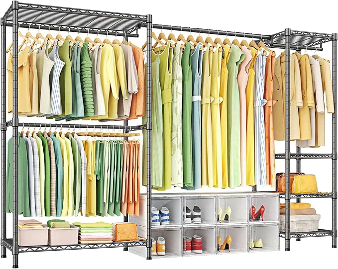 Prestigious Ulif E10 Clothes Rack（With Stretchable Hanger Rod）standing Clothing Racks for Hanging Clothes，Adjustable Closet Organizer System，Portable Garment Rack 73-97 W x 15 D x 72 H，Max Load 800LBS，GreyAbout ThisOverview Traditional
