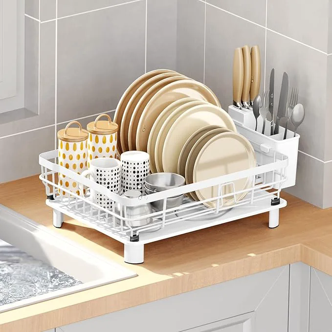 Elite GAXmi Dish Drying Rack Over The Sink Dish Drainer with Drainboard Utensil Holder 1-Tier WhiteAbout ThisOverview Top-Quality